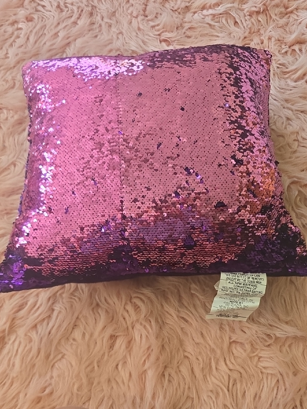 Reversible Sequin Decorative Pillow - Lt Purple/Purple